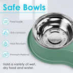 Large Double Dog Water and Food Bowls, Stainless Steel Bowls with Non-Slip Resin Station, Pet Feeder Bowls Food Dish for Small Medium Large Dogs Cats