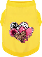 Discover Cozy Cotton Canine Wear: Soft, Lightweight, and Breathable Dog Shirt Vest with Eye-Catching Graphics (Hearts and Love), Keeping Your Furry Friend Comfy! Yellow S