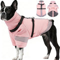 Dog Winter Coat with Adjustable Reflective Harness Built in -M | Turtleneck Water-Repellent Coats with Sleeves for Small Dogs Boy,Cold Weather Coats,Warm Jacket for Schnauzer (Light Pink)