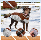 Dog Jackets for Medium Dogs,Medium Dog Coat,Warm Pet Winter Coat Zip Up Back,Waterproof Dogs Jacket with D-Ring,Pet Cold Weather Coats with Fleece Lined, Snowsuit Pug Boston Terrier,Brown,M