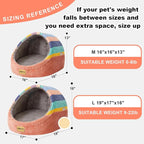 Jiupety Cute Cat Beds for Indoor Cats, Cat Cave Bed for Kittens, Hideaway Cat House for Cats & Small Dog with Anti-Slip Bottom, Washable Removable Cushion, L(19"x17"x16"), Rainbow