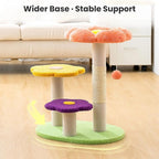 Flower Cat Tree 22.4 inches for Indoor Cats, 3-Story Cat Tower with Scratching Post, Multi-Functional Plush Cat Condo with Interactive Ball Toy, Protects Furniture with Durable Sisal Pole(Pink)