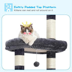 Hey-brother Cat Tree, 98.4-110.2 Inches Floor to Ceiling Cat Tree-Adjustable Height, Tall Cat Climbing Tower for Cats Large Adult with Scratching Post, Cat cando, Smoky Gray 0MPJ091G