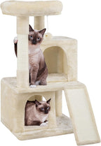 Yaheetech Cat Tree for Indoor Pets, 36in Tower Condo w/Extra Large Perch, Scratching Posts, Board, Dangling Ball, Play Structure for Kittens & Adult Cats, Beige