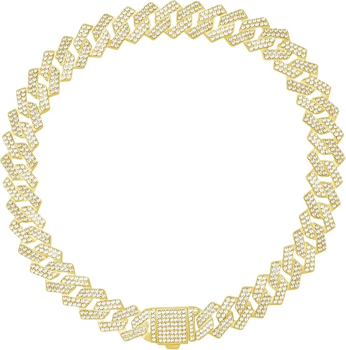 Metal Diamond Dog Chain Dog Training Chain with Secure Buckle Pet Collars for Large Medium Dogs