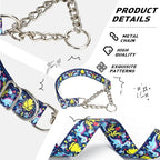 Martingale Dog Collar - Adjustable Anti-Pull Training Collar with Safe Choke Chain Design,Dinosaur Pattern for Medium,Large & XL Dogs (Dinosaur XL)