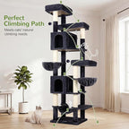Globlazer 82 Inch Cat Tree for Large Cats, Multi-Level Tall Cat Tower for 4+ Cats with 2 Condos & 3 Perches, Stable No-Wobble Large Base, Space-Saving Corner Furniture, F82B, Dark Gray