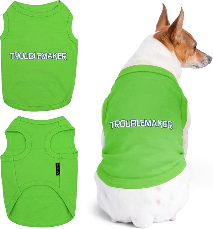 Parisian Pet Dog Shirt – 100% Cotton Shirts for Small Dogs – Green Sleeveless Puppy Clothes – Lightweight and Breathable Pet Apparel – Soft Funny Dog Clothes - Stretchy T Shirts for Dogs
