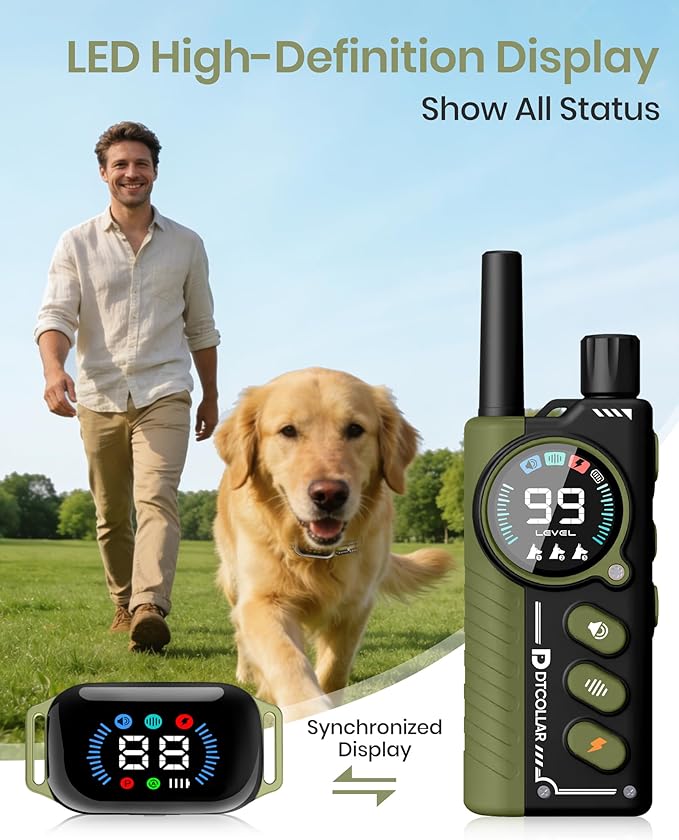2-in-1 Bark & Shock Collar - Color Screen Dog Training Collar with Beep/Vibration/Shock/Anti Bark 4 Modes, 3300FT E Collar with Remote for Small Medium Large Dogs, IP67 Waterproof Rechargeable