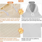 BEAUTYZOO Small Dog Hoodie Sweater with Pockets, Dog Clothes for Small Medium Dogs Boy Girl, Waffle-Like Laminated Cotton Pet Coats with Hat and Leash Hole, Cream L