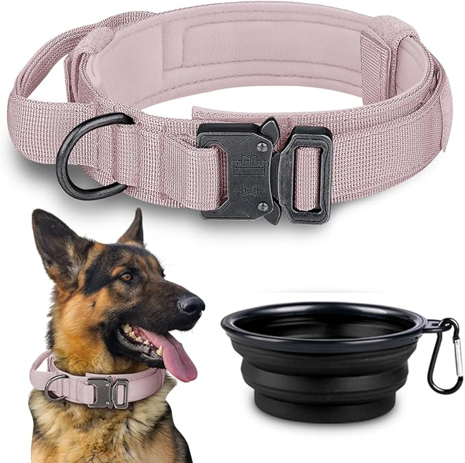 COOYOO Dog Collar,3 Piece Set Tactical Dog Collars, Adjustable Military Training Nylon Dog Collar with Control Handle and Heavy Metal Buckle for Medium and Large Dogs