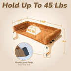 [Ready to Gift] PURRHOUSE 45LBS Cat Window Perch with Bolster, Hammock Seat with Plywood & Metal Frame, Cat Bed for Windowsill, Bedside and Cabinet (Natural Wood & Brown Cushion, 24.8''W x 9.4''H)