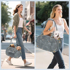 PetsHome Dog Carrier Purse, Pet Bag Bling Waterproof Premium Leather Pet Travel Portable Bag for Cat and Small Dog Home & Outdoor Small Grey
