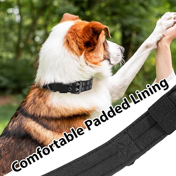 Tactical Dog Collar Military Adjustable Dog Collars Soft Nylon Training Collar with Patch Heavy Duty Metal Buckle Collars for Medium Large Dogs (Pink, M)