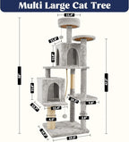 58" Cat Tree Large Cat Tower Condo w/Multi-Level Scratching Post for All Indoor Cats (Light Grey)