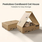 4-Piece Cardboard Cat Scratcher Bed Set with House, 2 Nest-Like Oval Cat Lounger Bowls (17"), Durable Corrugated Scratch Pads with Bonus Toys, All-in-One Cat Scratch Box for Indoor Cats Grinding Claws