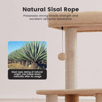 Gardner Pet 65in Heavy Duty Cat Tree Tower for Large Cats, Multi-Level Cat Furniture with Replaceable Sisal Scratching Post, Hammock | Extra-Large Platform & Condo (Beige)