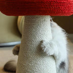 Happy & Polly Mushroom Cat Scratcher Toy, Red and White, Floor Mount, Modern Style, for Indoor Climbing (Red, Large)