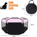 Dog Cat Playpen,Portable Pet Puppy Playpen,Rabbit Puppy Dog Play Pen for Indoors,Dogs Tent for Indoor Cats,Kitten Playpen,Collapsible Small Cats Crate Cage for Small Dogs with Carrying Case(Pink, S)