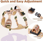 PUPTECK No Pull Dog Harness Medium Sized, Adjustable Reflective Dog Harness with Handle Easy Control, Comfortable Soft Padded Pet Vest Harness for Medium Dogs, Plaid Beige M