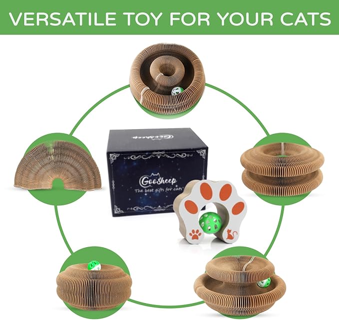 2Pack Kitty Kurlz Magic Organ Cat Scratching Board Cat Accordion Toy Cats Scratching Post Ball Track, Kitten Fun Intelligence Physical Exercise Educational Toy