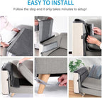 NATUYA Cat Scratch Furniture Couch Protector - Large Sisal Cat Scratching Pad Sofa Corner Arm Shield, Cat Scratcher for Sofa (All Gray, Right)