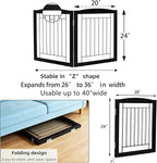 ZJSF Freestanding Foldable Dog Gate for House Extra Wide Wooden Indoor Puppy Gate Stairs Doorways Pet Gate Tall Dog Fence 2 Panels Fence Black
