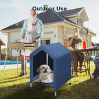 2 in 1 Elevated Dog House - Rainproof Dog Tent Cat House, Dog Sunshade Tent, Pet House - Ventilated Elevated Floor, Raised Pet Shelter for Small