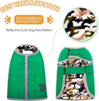 Queenmore Dog Winter Coat, Cold Weather Fleece Jacket for Dogs, Waterproof Reflective Reversible, for Small, Medium and Large Dogs (Green, XS)