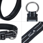 EXCELLENT ELITE SPANKER Reflective Dog Collar Classic Soft Padded Breathable Nylon Adjustable Pet Collar with Quick Release Buckle for Boy Girl Male Female Small Medium Large Dogs Training(Black-S)