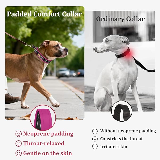 Mayerzon 1.5" Wide Martingale Collar for Large Medium Small Dogs Pitbull German Shepherd, No Pull Reflective Slip Martingale Dog Collar with Buckle Soft Padded for Walking Training(Pink,XXL)