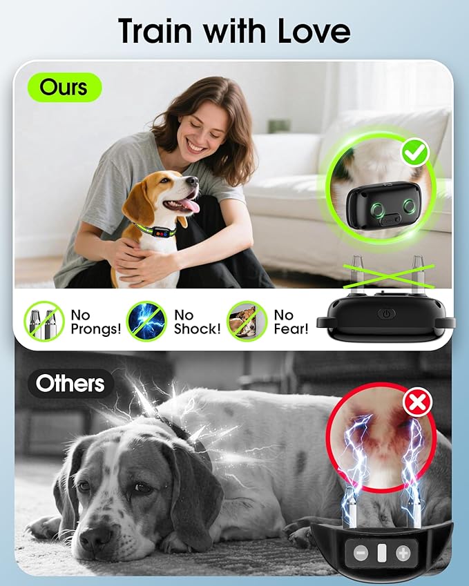 Vibrating Dog Training Collar with Remote, No Shock, Beep and Vibration Only, 3300FT Long Range, Waterproof Rechargeable, Safety Lock, No Prongs, for Small Medium Large Dogs