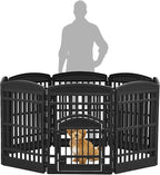 IRIS USA Dog Playpen with Door, 34” 8 Panel Pet Exercise Pen – Indoor Outdoor Puppy Play Pen, Portable Plastic Pet Fence for Small Medium Dogs, Foldable 63” x 63” x 34”, Black