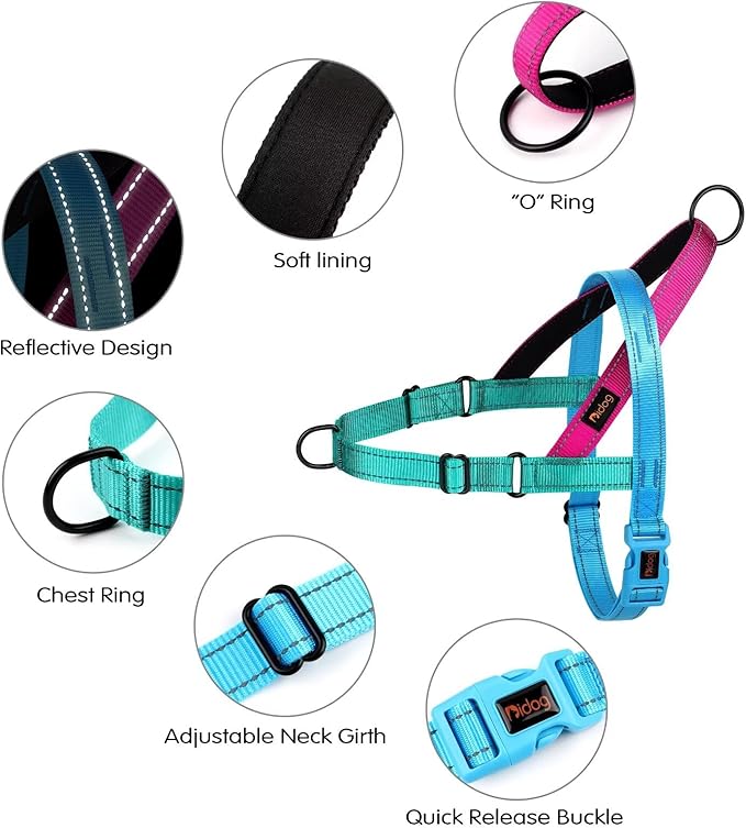 Didog No Pull Dog Harness with Soft Padded Handle, Quick Fit & Lightweight Adjustable Vest Harness, Easy for Training Walking for Small & Medium and Large Dogs(Blue,M)