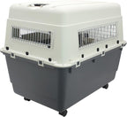 SportPet Designs Plastic Kennels Rolling Plastic Airline Approved Wire Door Travel Dog Crate, XXX-Large