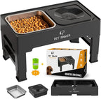 Elevated Dog Bowls, Raised Dog Bowl Stand with 4 Adjustable Heights, Stainless Steel Food Bowl & No-Spill Water Bowl – Dog Bowls Elevated for Small, Medium & Large Dogs