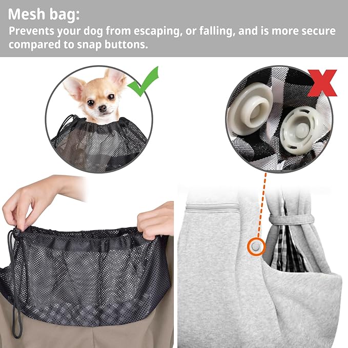 CUBY Dog and Cat Sling Carrier - Hands Free Adjustable Small Pet Sling - Soft Pouch and Tote Design - Suitable for Puppy, Small Dogs Cats Outdoor