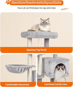FISH&NAP Cute Cat Tree Kitten Cat Tower for Indoor Cat Condo Sisal Scratching Posts with Jump Platform Cat Furniture Activity Center Play House Grey
