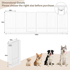 Full Metal Freestanding Dog Gate with Door, 36''Height Foldable Pet Dog Fence for Indoor & Outdoor, 6 Panels Extra Wide Free Standing TallDog Gates for Doorways,House,Stairs,Porch,Deck,Yard