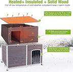GUTINNEEN Extra Large Heated Dog House for Large Dogs, 6-Sided Insulated Outdoor Dog House with Thermostat Heating Pad, Metal Frame, Insulated Liner, Weatherproof Warm Shelter for Winter Use, Grey