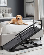 Dog Ramp for Bed, Adjustable Pet Ramps for Dogs to Get on Bed, Large Dogs Ramp for High Beds, Safety Dog Ramps with Rail for Couch/Car, Adjustable from 15" to 28" Height