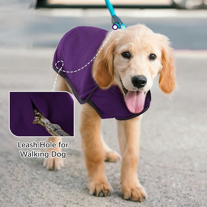 ROZKITCH Pajamas for Large Dogs, Pet Windproof Warm Cold Weather Jacket Vest Cozy Jumpsuit Apparel Outfit Clothes for Walking Hiking Travel Sleep Purple 4XL