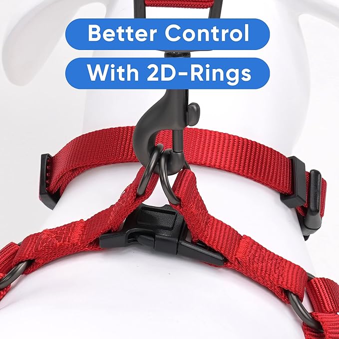 Pawtitas Solid Step-in Dog Harness – Adjustable No-Pull Vest for Puppies to Seniors, Safe & Comfortable M Red