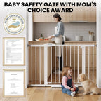 29.7-46" Extra Wide Baby Gate for Stairs, Pressure Mounted Dog Gate Indoor for Doorways, Auto Close Pet Gate with Walk Thru Door, Double Lock Child Safety Gate for Kids and Pet, No-Trip Design