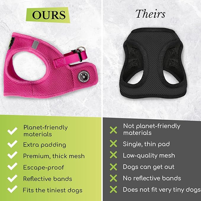 EcoBark Step in Dog Harness - Eco-Friendly Teacup Dog Harnesses for XXS, XS, and Small Dogs - Reflective and Adjustable Mini Body Halter Vest -Tiny Soft Mesh Toy Breed Harness (Neon Green, XXS)