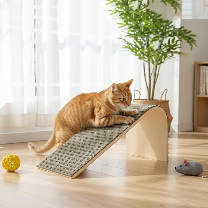THAKWEN Natural Cork L-Shaped Cat Scratcher, Eco-Friendly Corrugated Paper Wear-Resistant Cat Scratching Pad, Wall/Sofa-Mounted Cat Claw Grinding Toy for Small Apartments, Pet Supplies (Mint Green)