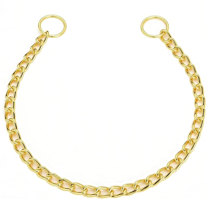 Mogoko Stainless Steel Dog Choke Chain Collar, Puppy Metal P Chain Slip Collar Pet Training Walking Choker(Gold; 3.5mm;22.0 Inch)