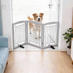 Dog Fence Indoor,Dog Gate Indoor for Doorway pet gate -3-Panel Freestanding, Hallways, House or Stairs -60x24-Inch Retractable Foldable Expandable Wood Pet by SFJC (Grey) ﻿