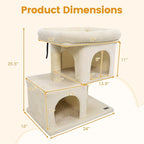PETSITE 25.5-inch Small Cat Tree, Modern Multi-Level Cat Tower with 2 Comfy Condos, Sisal Scratching Posts, Large Plush Top Perch, and Anti-Tipping Kits, Ideal for Indoor Cats and Kittens (Beige)