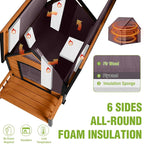 Dog House Outdoor Insulated, Sturdy & Warm Winter Puppy Shelter, 45" L Large Dog Kennel with Chew-Proof Iron Frame, Suitable for Small to Large Dogs(Brown)